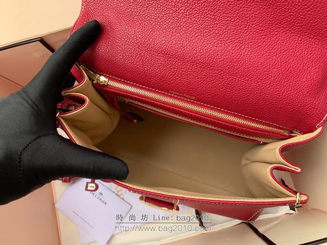 DELVAUX女包 德爾沃比利時單肩包 純手工蜜蠟縫線 德爾沃女手提包 女手拎包 DF0028手縫酒紅 Delvaux斜挎包  fcs1386
